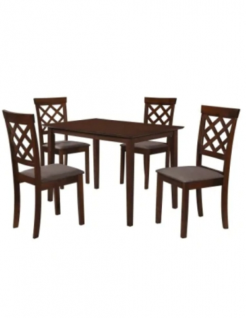 Set masa living si bucatarie Bali, MDF Furniruit, 112x72x74 cm si 4 scaune Vienna, lemn masiv, tapiterie stofa, 100 kg, nuc [2]