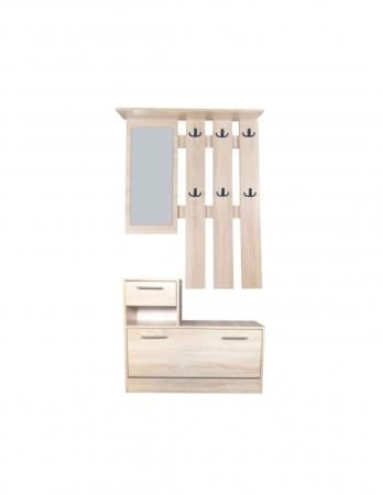 Pantofare - Set mobilier hol Filip stejar cu cuier, oglindă și pantofar