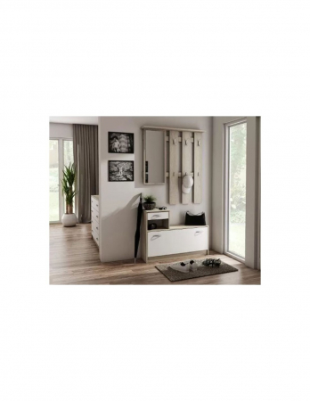 Set mobilier hol Filip stejar-alb cuier oglinda si pantofar [6]