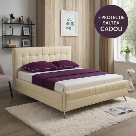 Set Pat HM Bonita bej + Saltea Neptun Memory Pocket Comfort 160x200