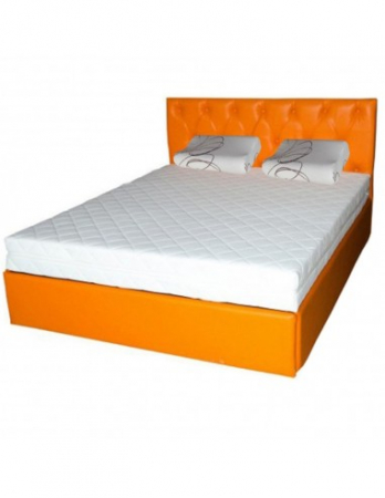 Set pat cu saltea Hydra Comfort Flex 140x200 si perne memory, tăblie portocalie capitonată
