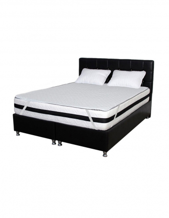 Saltele memory - Set saltea Memory Foam Crin 160x200 cm pe pat negru, cu husă și perne