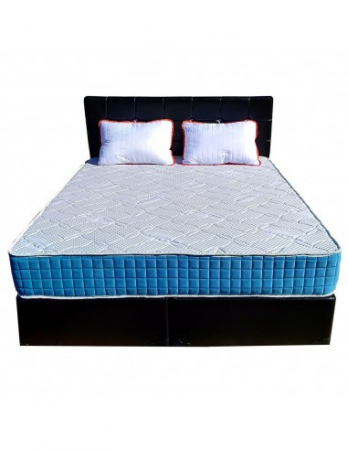 Saltele memory - Set saltea Memory Foam PARIS 140x190x23 cu 2 perne microfibra pe pat negru