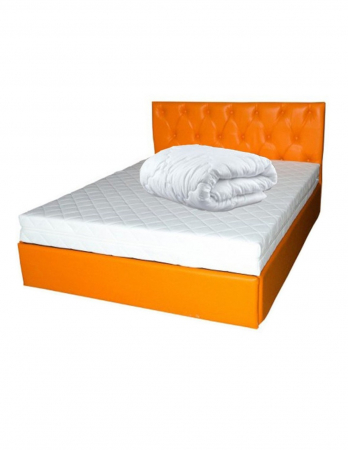 Saltele Spuma SuperComfort - Set Saltea Nova Comfort Flex 140x200 cu Pilota Vara Microfibra pe un pat portocaliu cu tablie tapitata