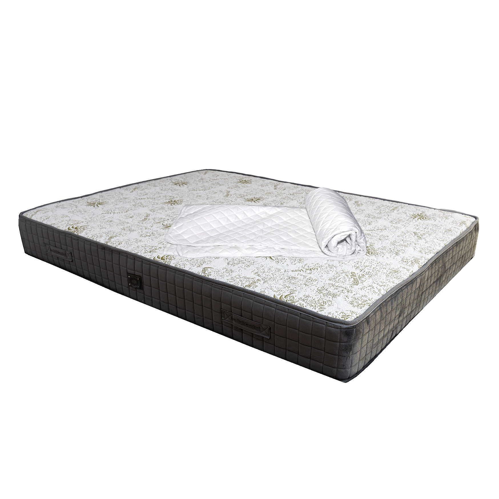 Saltele superortopedice - Set Saltea Roza Super Lux Ortopedica 160x200 cu Husa Hipoalergenica si Tablie Neagra