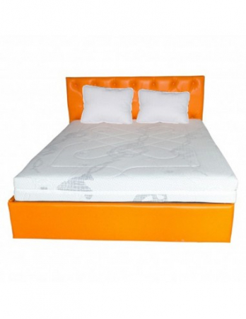 Set saltea Saturn Memory Plus 160x200 cu 2 perne, pe pat portocaliu [3]