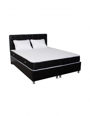 Set pat complet cu saltea superortopedica Lux Praga 160x190 si tăblie neagră capitonată [4]