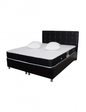 Set pat complet cu saltea superortopedica Lux Praga 160x190 si tăblie neagră capitonată [6]