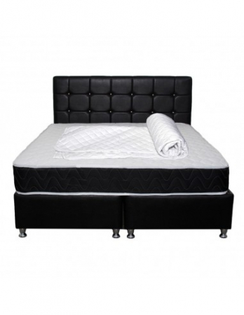 Set Saltea Superortopedica Lux Praga 180x200 pe Somiera Neagra cu Tetiere [1]