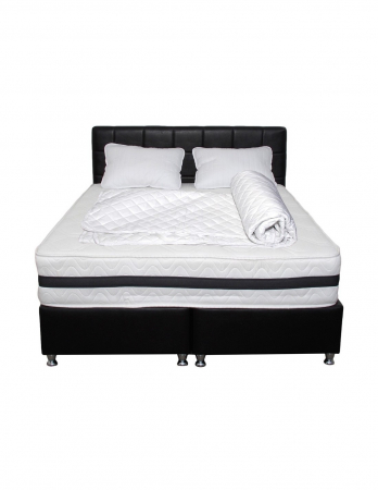 Set saltea superortopedica 160x200 cu arcuri Bonnell, doua perne microfibra si husa hipoalergenica [2]