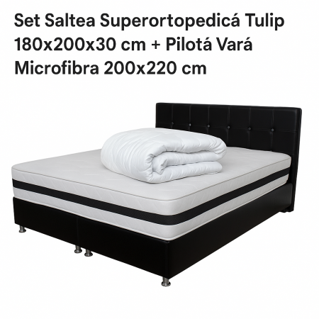 Set Saltea Superortopedica Tulip 180x200x30 cu Pilotă de Vară Microfibră 200x220 [4]
