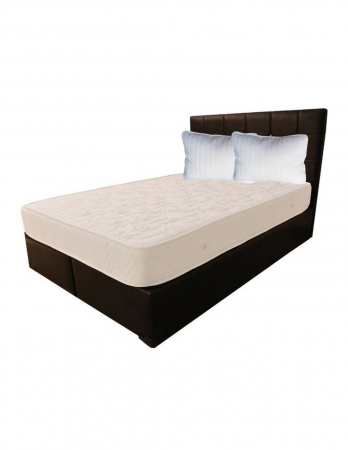 Saltele superortopedice - Set saltea cu arcuri Dafin 160x190x22 cm si doua perne din microfibra pe un pat cu tablie maro