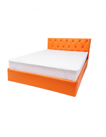 Set saltea Uranus Spring Comfort 140x200 cu husa hipoalergenica si pat capitonat portocaliu [1]