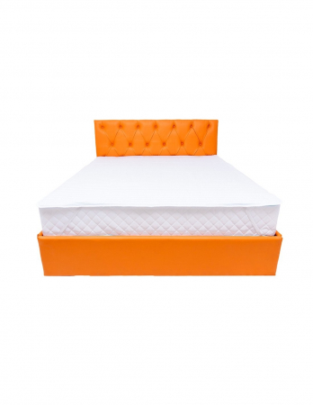 Saltele superortopedice - Set saltea Uranus Spring Comfort 140x200 cu husa hipoalergenica si pat capitonat portocaliu