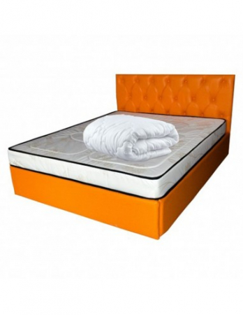 Set pat cu saltea Venus Eco Memory 160x200 si pilota vara microfibra 180x200, cu tablie portocalie [2]