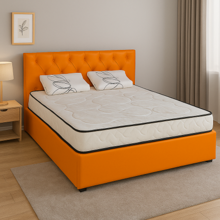Saltele memory - Set saltea portocalie Venus Eco Memory 180x200 cm cu doua perne ortopedice