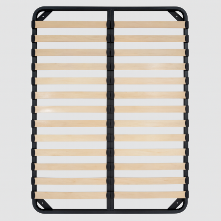 Somiera metalica fixa pentru pat 120x190, 6 picioare, 30 lamele lemn fag, benzi textile, suport saltea ferm, negru [3]