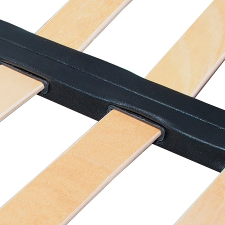 Somiera metalica fixa pentru pat dublu 160x190, 6 picioare, 30 lamele lemn fag, benzi textile, suport saltea ferm, negru [5]