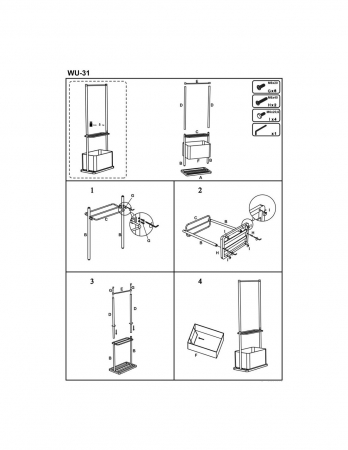 Stender din bambus cu coș textil și bară pentru accesorii HM WU31 [1]