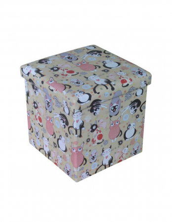 Taburete - Taburet pliabil cu imprimeu pisici, dimensiuni 38x38 cm