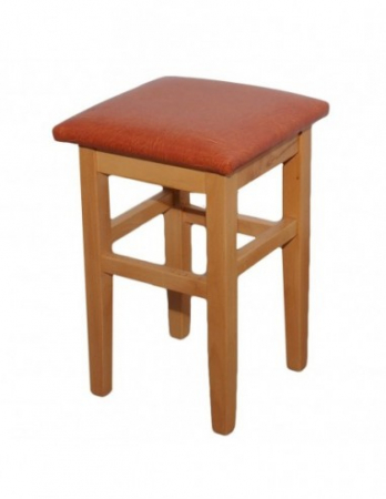 Set de doua taburete de bucatarie din lemn masiv de cires cu sezut din piele ecologica maro [2]
