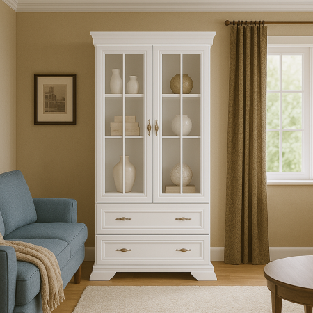 Comode living - Vitrina VMW2 alb antichizat