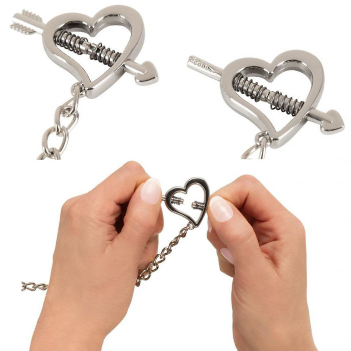 Cleme Sfarcuri Forma Inima cu Lant [3]