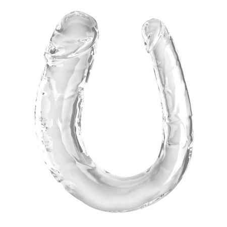 Dublu - Dildo Dublu Transparent Mediu 33cm