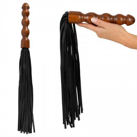Flogger Bici erotic, Zado, piele, maner lemn, 60cm, negru/maro [1]