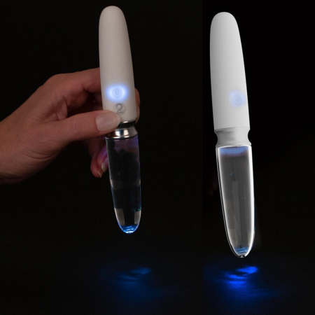 Vibrator din sticla si silicon, LED, 10 moduri de vibratie, reincarcabil, lungime totala 17.7cm, multicolor [1]