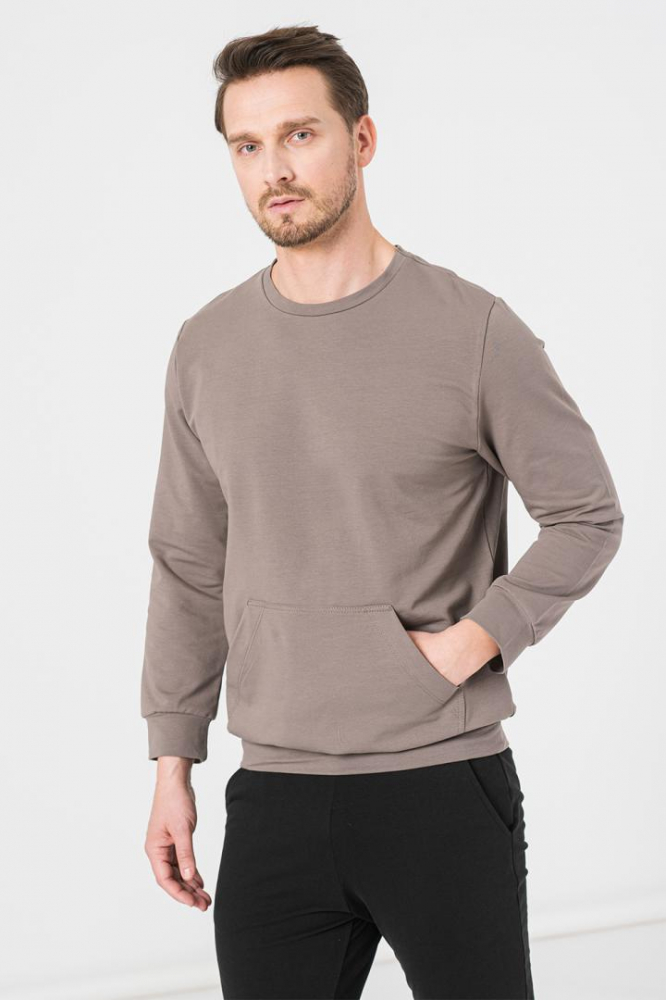 BLUZA COTON CASUAL BARBATI TAUPE-M [5]
