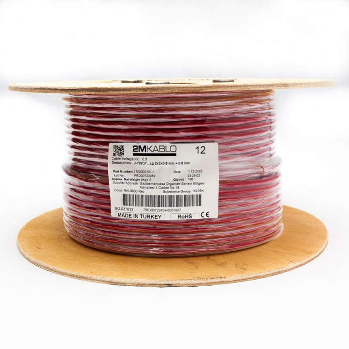 Cablu incendiu JY(St)YLg 2x2x0.8 mm ROSU [2]