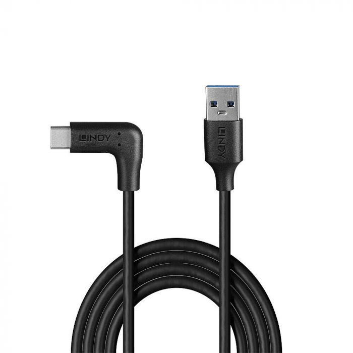 Cablu Lindy USB A la C, 90Â° 1m negru [3]