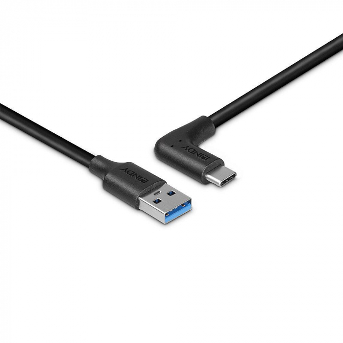 Cablu Lindy USB A la C, 90Â° 1m negru [2]