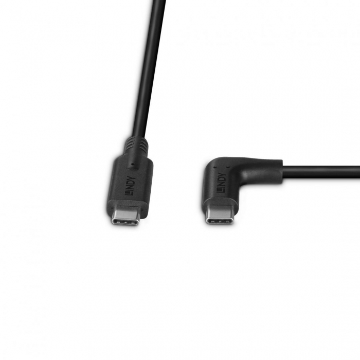 Cablu Lindy USB C, 90Â°, 10Gbps, 1m negru [3]