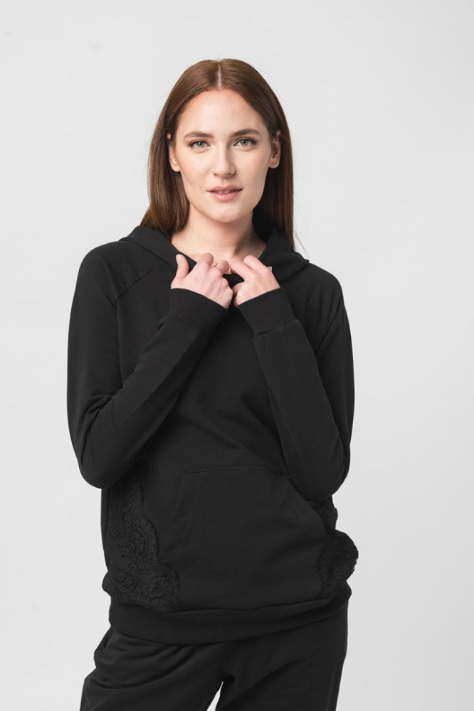 HANORAC COTON DANTELA FEMEI BLACK-L [2]