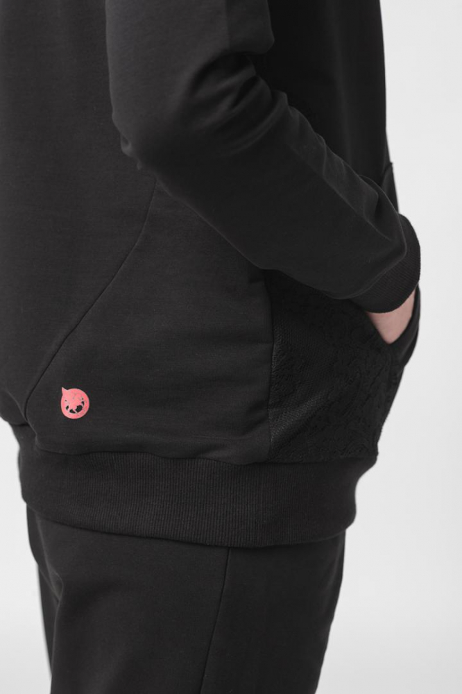 HANORAC COTON DANTELA FEMEI BLACK-XS [3]