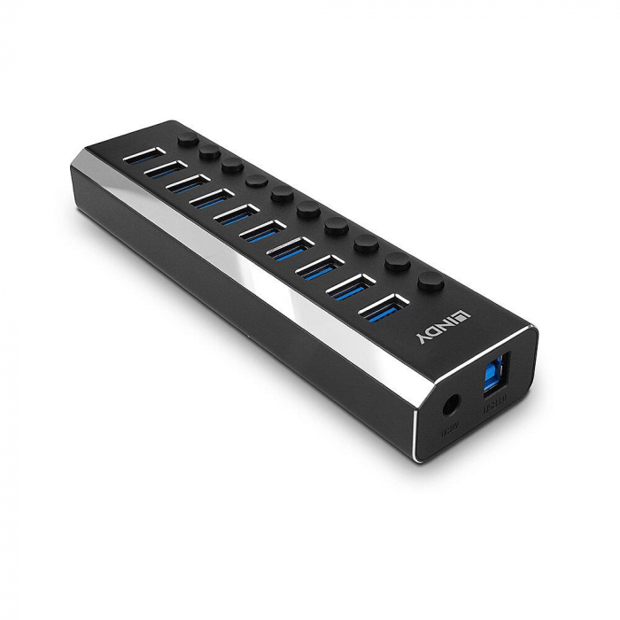 Hub Lindy 10 Port USB 3.0 buton On/Off [2]