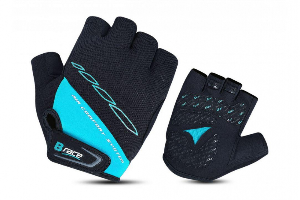 MANUSI B-RACE CU GEL NEGRU/TURCOAZ, L [1]