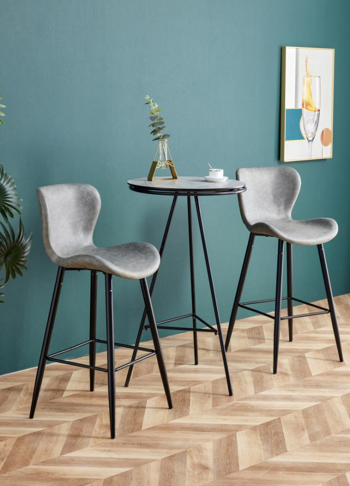 SET 2 SCAUNE DE BAR RETRO - LIGHT GREY [6]