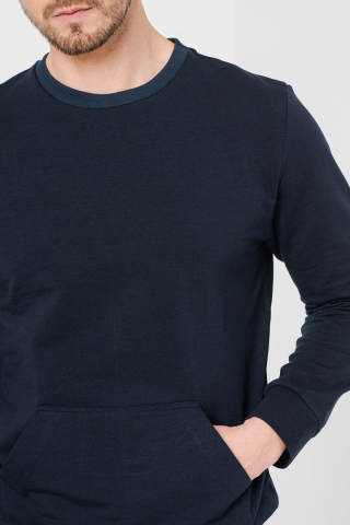 BLUZA COTON CASUAL BARBATI NAVY-M [5]