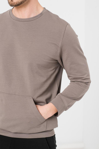 BLUZA COTON CASUAL BARBATI TAUPE-XL [5]