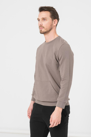 BLUZA COTON CASUAL BARBATI TAUPE-XXL [2]