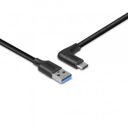 Cablu Lindy USB A la C, 90Â° 1m negru [1]