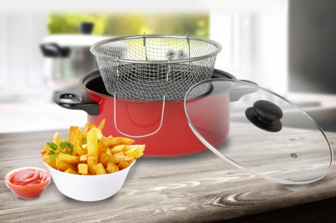 Produse - FRITEUZA TEFLONATA CU CAPAC & COS, 24CM