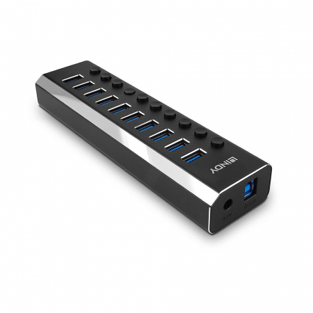Hub Lindy 10 Port USB 3.0 buton On/Off [1]