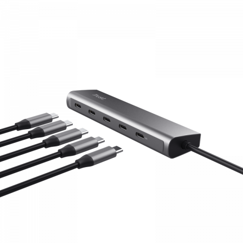 PERIFERICE PC - Hub Trust Halyx 5 x USB-C, gri