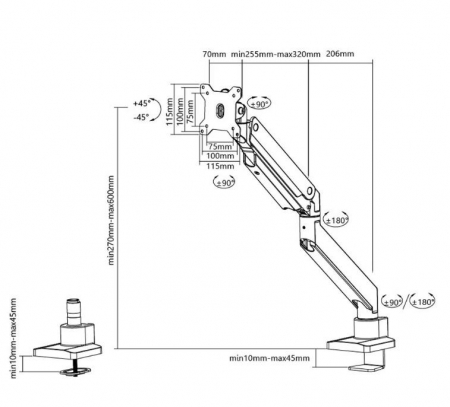 NM Select Desk Mount Clamp 10"-49" [2]