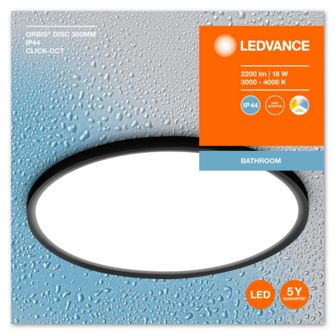 Iluminat pentru baie - ORBIS DISC 30CM 18W CLICKCCT IP44BKLEDV