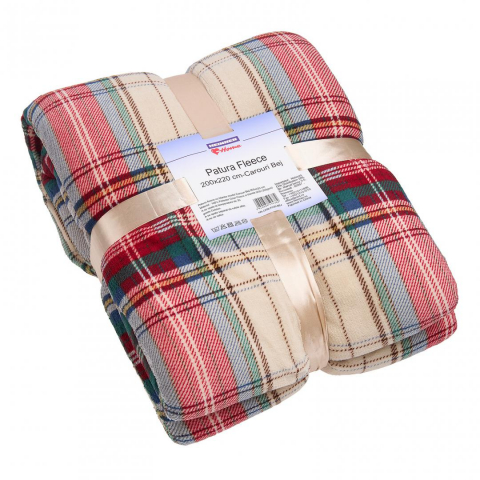 Produse - PATURA FLEECE 200X220 CM-CAROURI BEJ